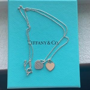 tiffany pink double heart tag pendant